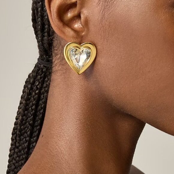 J.Crew Crystal Heart Stud Earrings - Picture 4 of 7